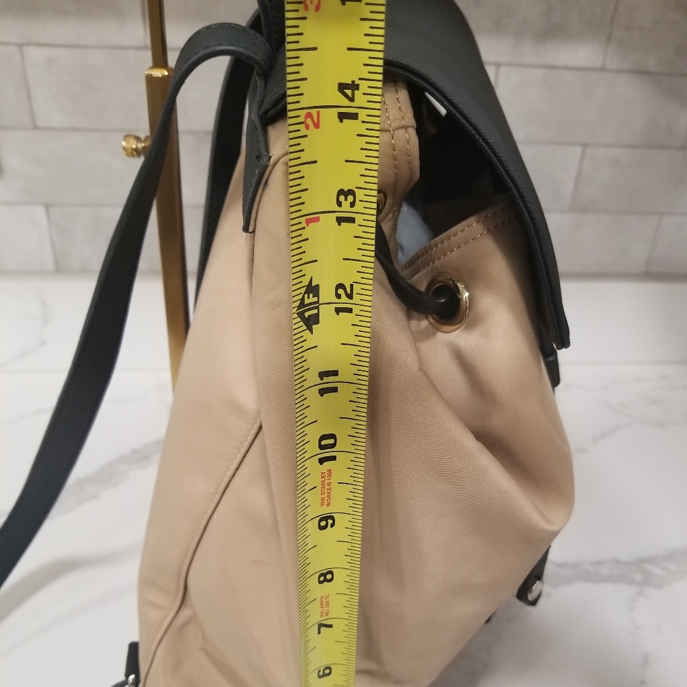 EUC Karl Lagerfeld Paris Large Tan/Black Nylon Backpack/Shoulder Bag - Picture 13 of 16